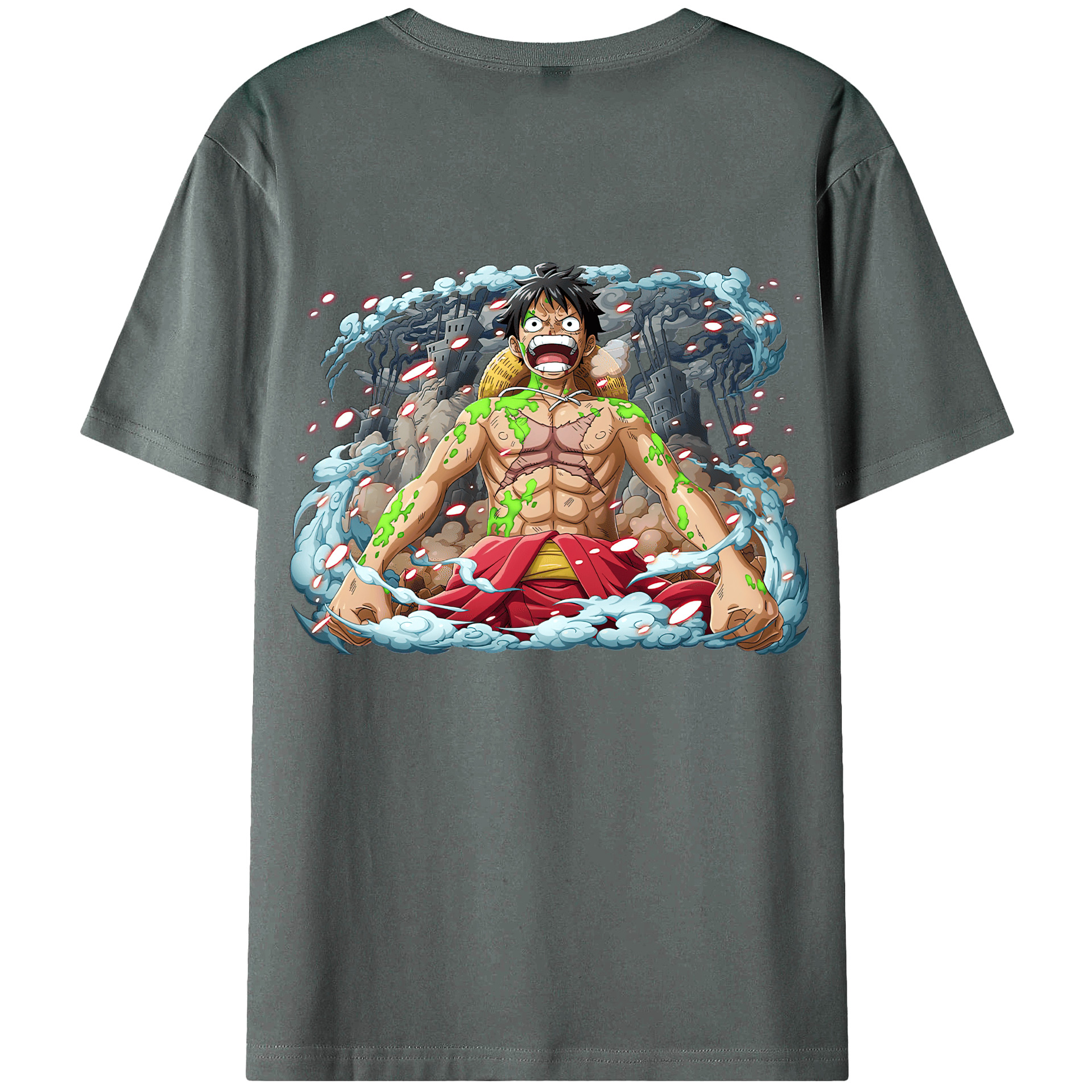 ワンピース モンキー・D・ルフィ ONE PIECE Monkey D. Luffy 綿100％ メンズ半袖Tシャツ（バックプリント） 通気性